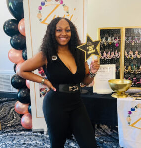 Kecia Chantel in her storefront for her company Zuri Beads